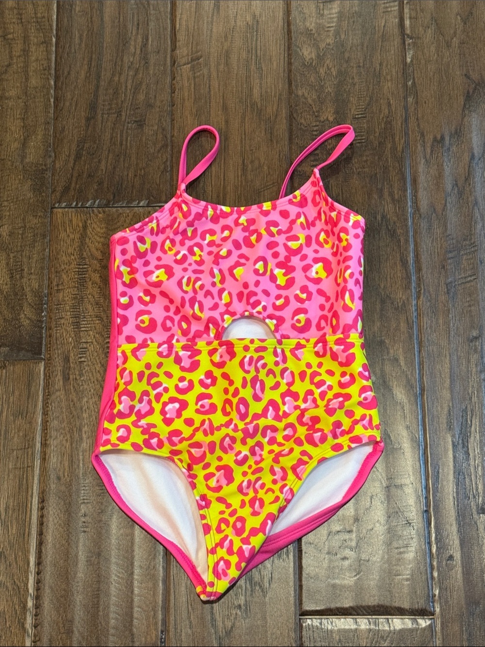 Cat & Jack Neon Pink and Yellow Leopard-Print One-Piece Swimsuit
